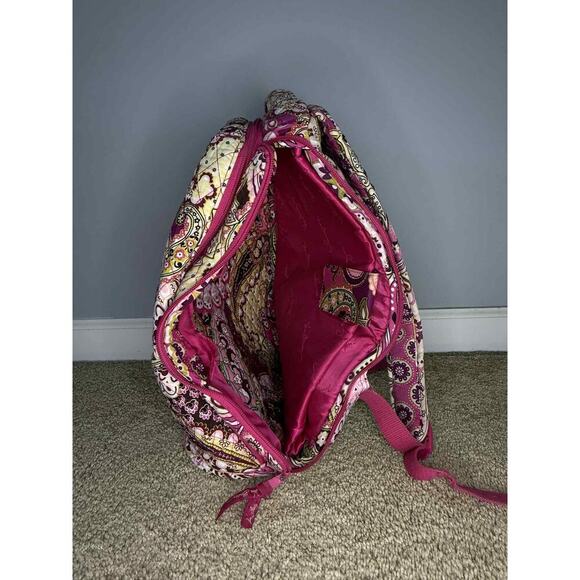Vera Bradley Quilted Very Berry Paisley Print Campus Backpack Pink/ Purple - Picture 2 of 7